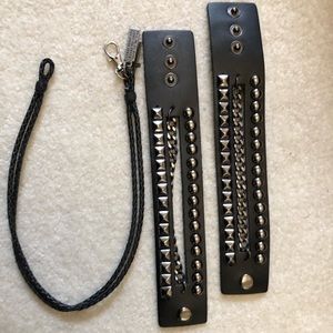 Faux Leather & chain bracelets and necklace